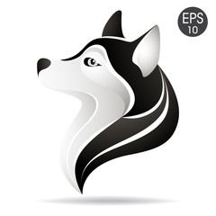Husky head profile logo. Stock vector illustration of alaskan dog