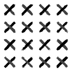 Obraz premium Set gray cross brushstroke paint