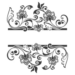 Black and white floral title frame with copy space.