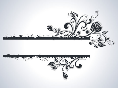 Black and white rose frame vector background.