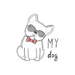 Black and white vector sketch of a dog. Vector Illustration