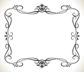 Black and white floral frame with copy space vector background.