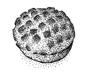 Scone illustration, drawing, engraving, ink, line art, vector