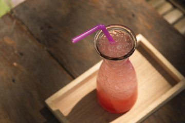 Strawberry Italian soda with ice