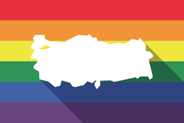 Obraz premium Long shadow gay pride flag with a map of Turkey