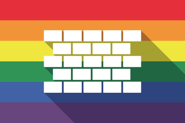 Long shadow gay pride flag with  a brick wall