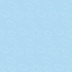 Seamless pattern with sun and cloud