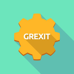 Long shadow gear with  the text GREXIT