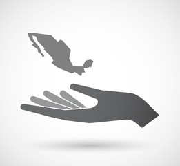 Isolated hand with  a map of Mexico