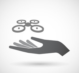Isolated hand with  a quadcopter drone