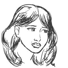 Hand-drawn graphics fashion portrait with beautiful young woman, inviting girl, top model.