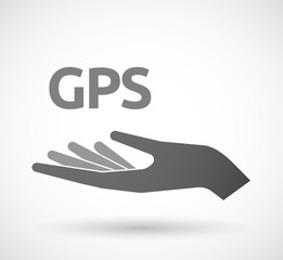 Isolated hand with  the Global Positioning System acronym GPS
