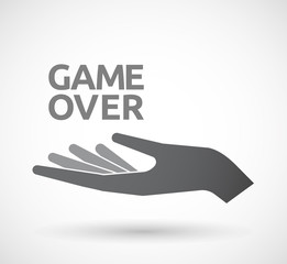 Isolated hand with  the text Game Over