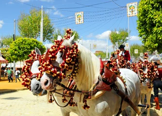 Fotobehang Horse carriage at the Fair, feast in Spain © joserpizarro