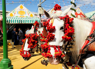 Coche de caballos en la Feria, fiesta en España