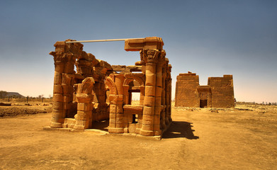 Obraz na płótnie Canvas Naqa or Naga'a - a ruined ancient city of the Kushitic Kingdom of Meroë in modern-day Sudan