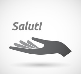 Isolated hand with  the text Hello! in the French language