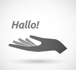 Isolated hand with  the text Hello! in the German language