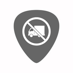 Isolated guitar plectrum with  a delivery truck  in a not allowed signal