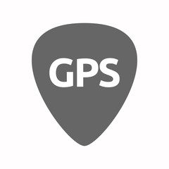 Isolated guitar plectrum with  the Global Positioning System acronym GPS