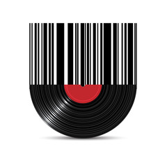 Vinyl disk record with barcode