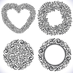 Black and white floral frames collection.