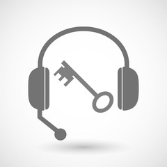 Isolated hands free headphones with  a vintage key