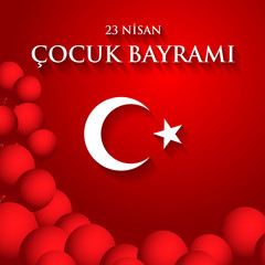 Obraz premium 23 nisan cocuk baryrami. Translation: Turkish April 23 Children's Day. Vector illustration.