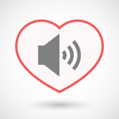 Isolated line art heart with  a speaker volume sign