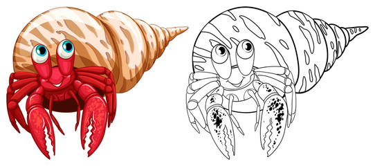 Animal doodle outline for hermit crabs