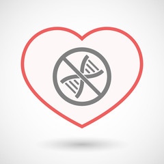 Isolated line art heart with  a DNA sign in a not allowed signal