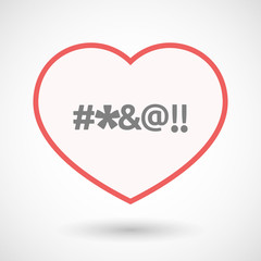 Isolated line art heart with  a cursing tex