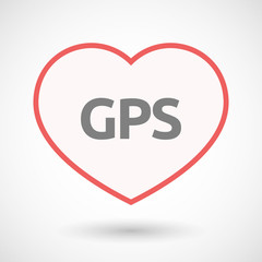 Isolated line art heart with  the Global Positioning System acronym GPS