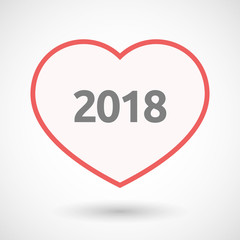 Isolated line art heart with  the number 2018