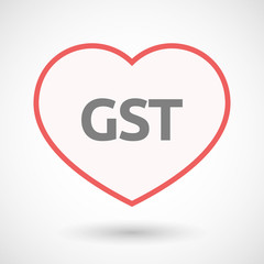 Isolated line art heart with  the Goods and Service Tax acronym GST