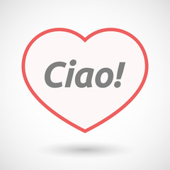 Isolated line art heart with  the text Hello! in the Italian language