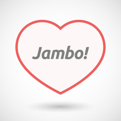 Isolated line art heart with  the text Hello! in the swahili language