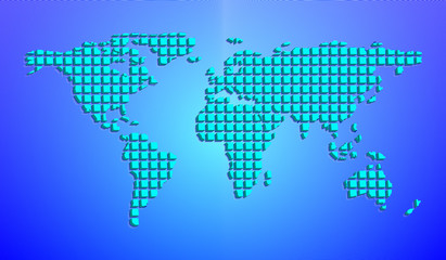 Fototapeta premium Abstract world map from 3D squares. Vector illustration