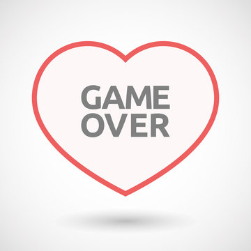 Isolated line art heart with  the text Game Over