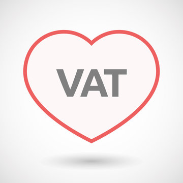 Isolated line art heart with  the value added tax acronym VAT