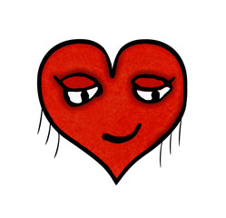 Heart Shape Character with Pleased Expression