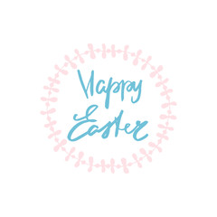 Happy Easter. Decorative floral wreath isolated on white.Vector Illustration
