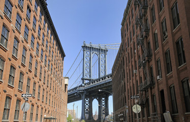 manhatan bridge, new york city - obrazy, fototapety, plakaty