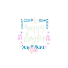 Hello Easter. Decorative floral frame isolated on white. Greeting background.Vector Illustration