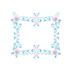 Decorative floral wreath isolated on white.Vector Illustration