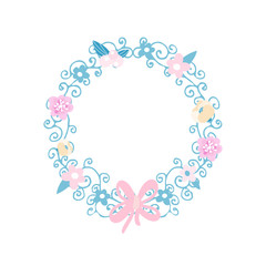 Decorative floral wreath isolated on white.Vector Illustration