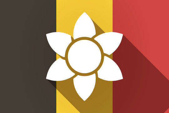 Long shadow Germany flag with  a lotus flower