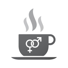 Isolated coffee mug with  an interlaced female an male sexual signs