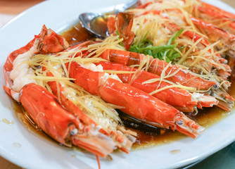 Steamed Prawns with sliced ginger