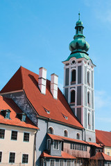 Fototapeta premium Church in Cesky Krumlov with house